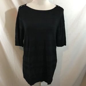 Croft & Barrow black short sleeve sweater, buttons on shoulder - womens XL - arm